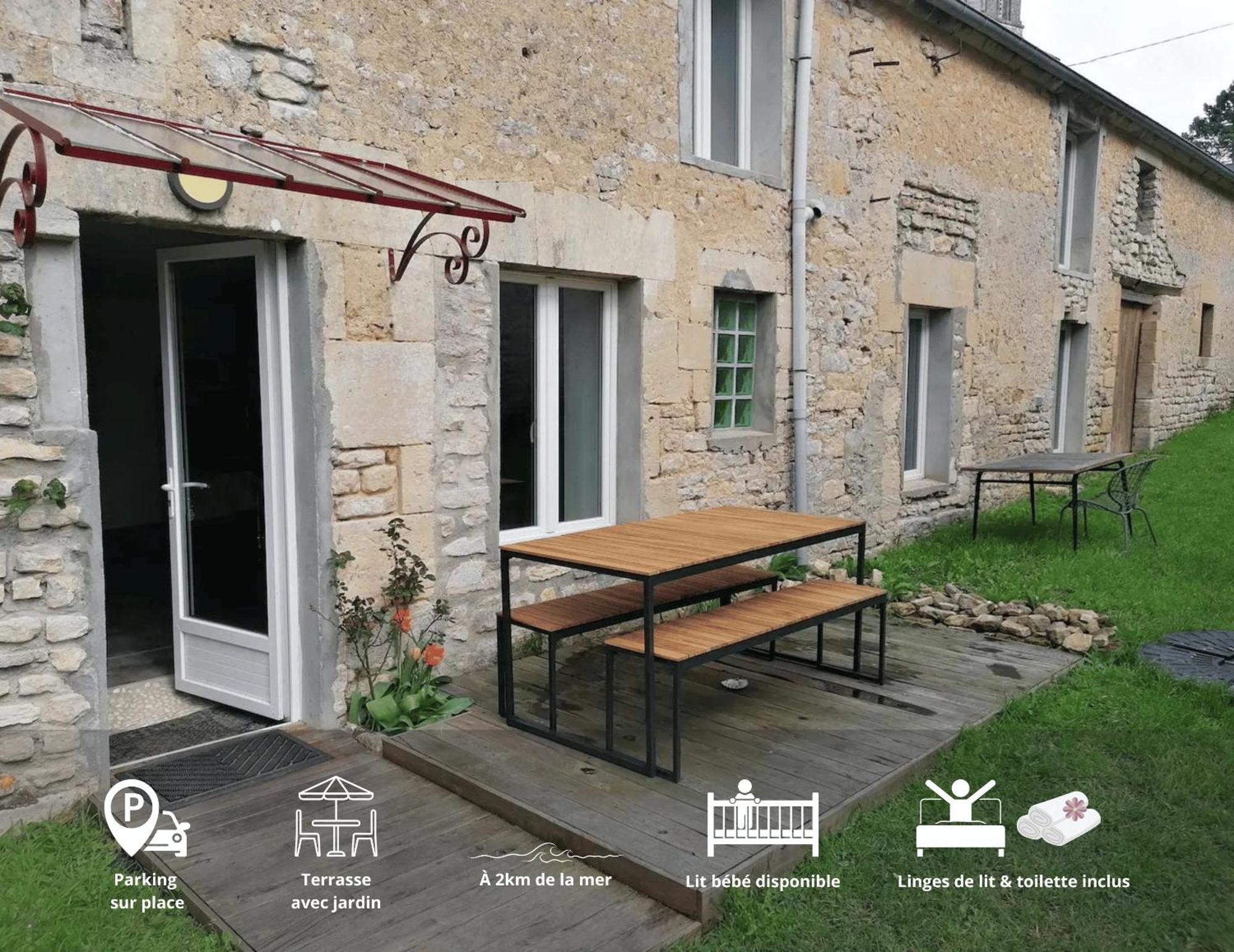 Maison Renovee En Pierres Sejour Spacieux Avec Jardin Et Terrasse Amenagee Pres Omaha Beach & Bayeux A 5Mn De La Mer Tous Commerces Commes Exterior photo